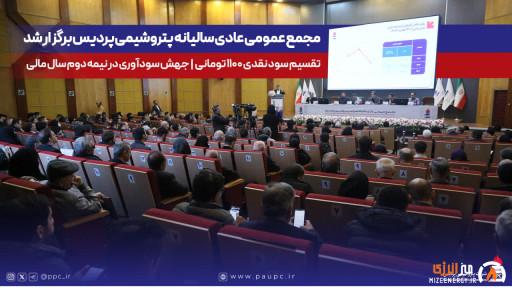 مجمع عمومی عادی سالیانه پتروشیمی پردیس برگزار شد / تقسیم سود نقدی ۱۱۰۰ تومانی / جهش سودآوری در نیمه دوم سال مالی مجمع عمومی عادی سالیانه پتروشیمی پردیس برگزار شد / تقسیم سود نقدی ۱۱۰۰ تومانی / جهش سودآوری در نیمه دوم سال مالی