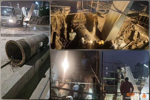 رفع خوردگی خط ۳۰ اینچی آب آتش‌نشانی بدون توقف تولید در دو واحد راهبردی پتروشیمی امیرکبیر